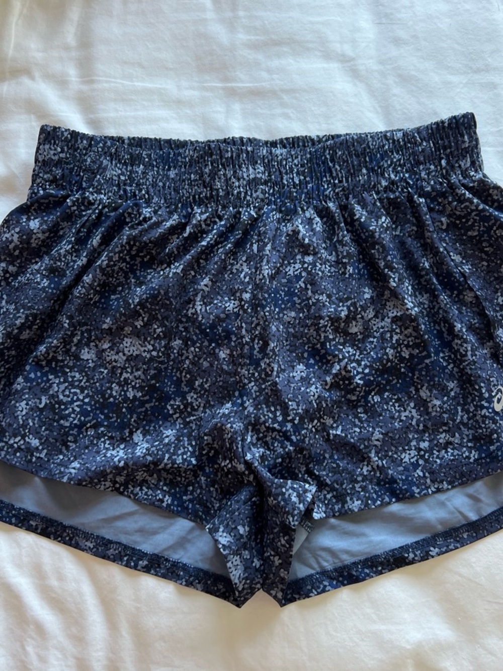 Asics Navy and Light Blue Speckled Running Shorts
